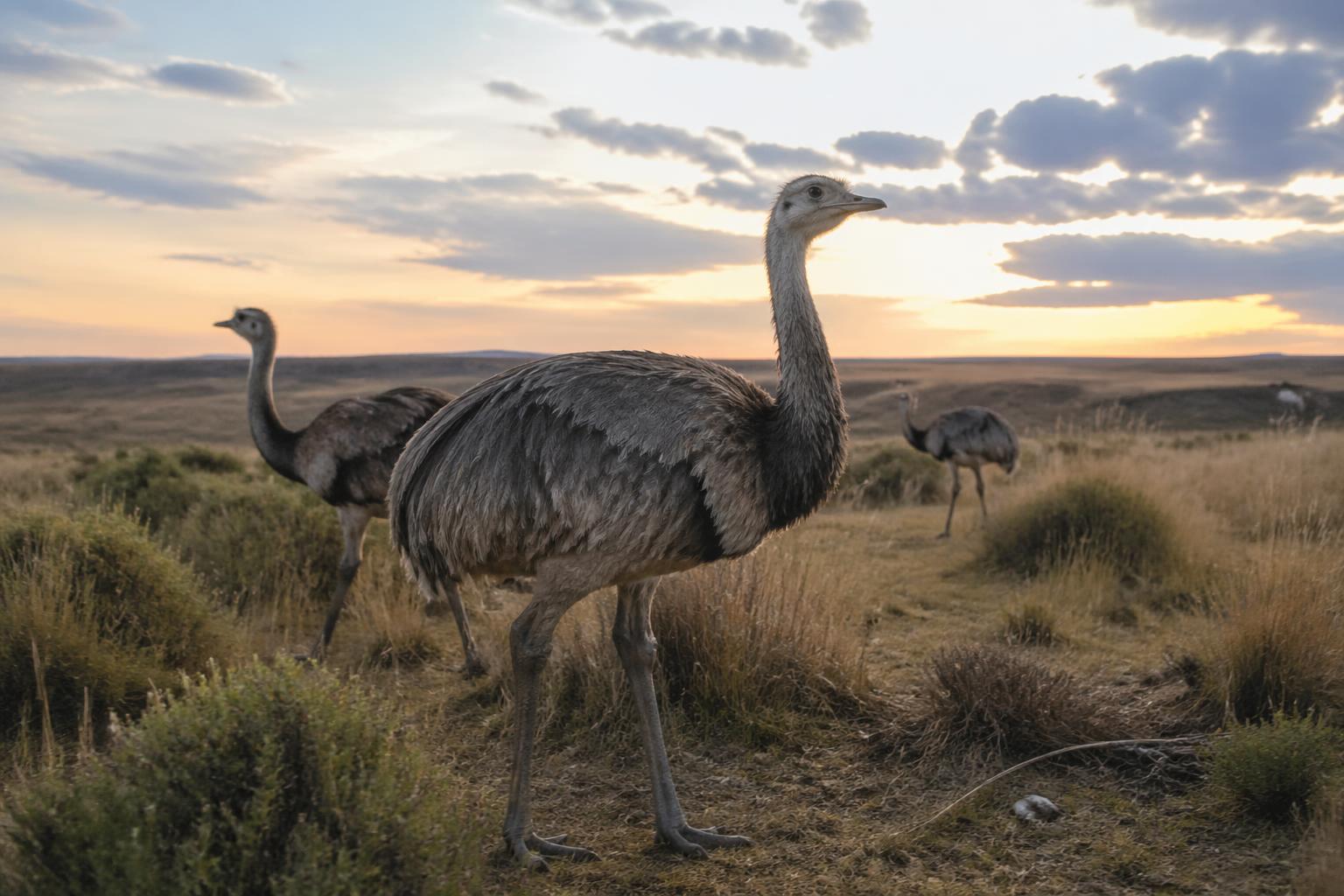 explorez le monde des nandous, ces oiseaux étonnants des pampas sud-américaines, et découvrez leur mode de vie unique et leur habitat naturel.
