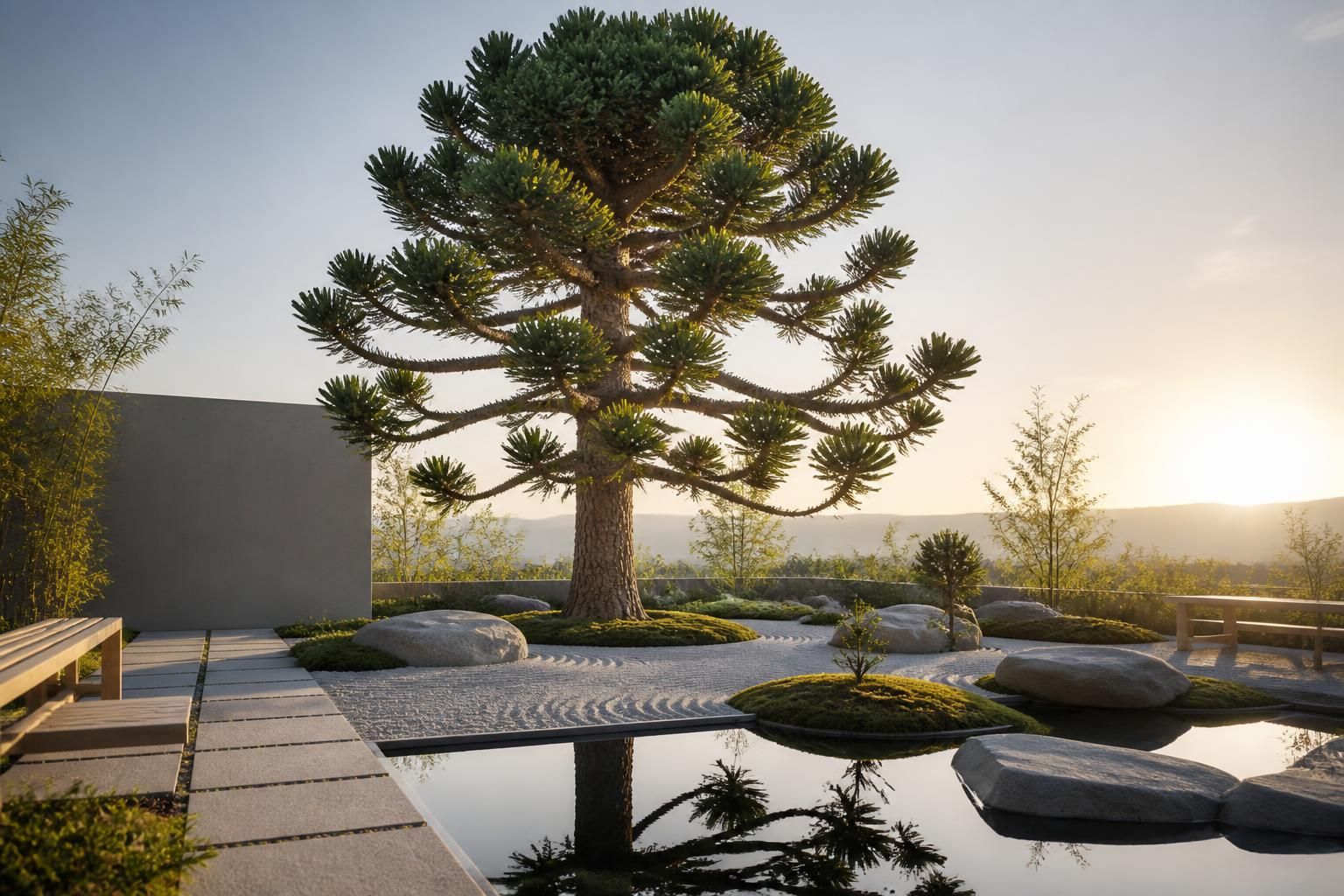 découvrez l'araucaria araucana, un arbre millénaire apportant sérénité et élégance aux jardins zen et contemporains, symbole de nature et d'harmonie.